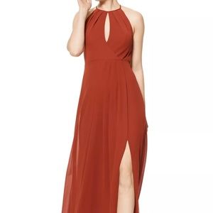 Rust Chiffon Halter A-line Dress